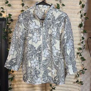 Coldwater Creek Women's Black and White Floral Blazer